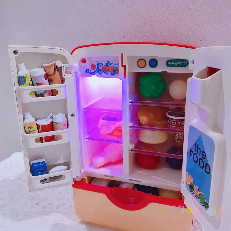 Kids Toy Fridge Refrigerator Accessories with Ice Real Spray